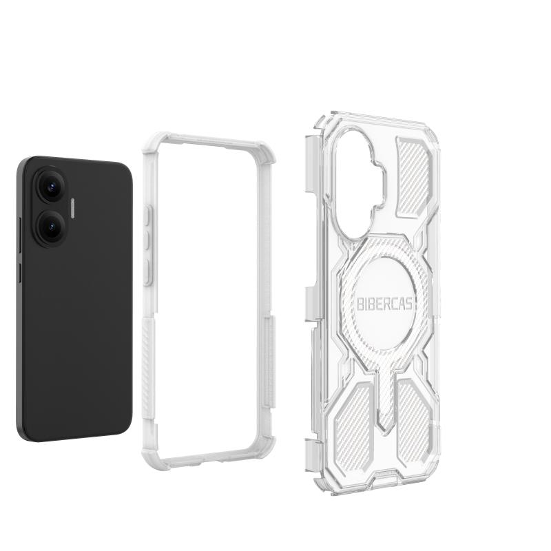 BIBERCAS Прозрачный Магнитный Чехол Для Xiaomi Poco F7 Redmi Turbo 4 Pro 5G Беспроводная Зарядка ТПУ Рамка Пластиковая Задняя Крышка Телефона