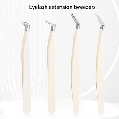 Пинцет для ресниц с удлинительным зажимом из нержавеющей стали, антистатический сверхтвердый высокоточный пинцет с волоконными наконечниками, инструменты для макияжа