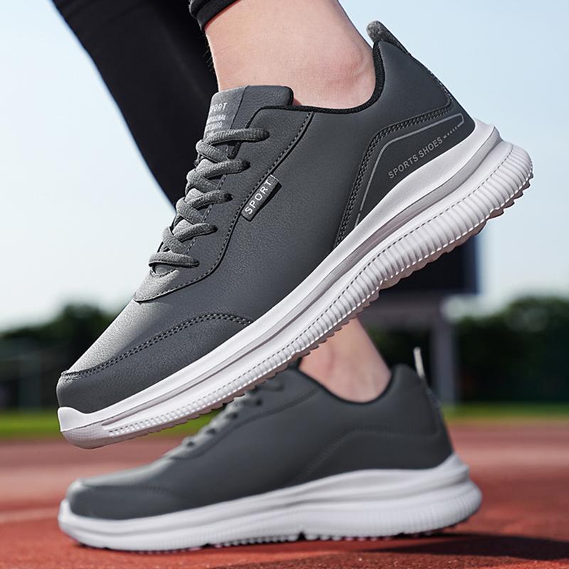 39-48 Autumn Leather Sneakers Men's Casual Size Fashion Fitness Running Shoes