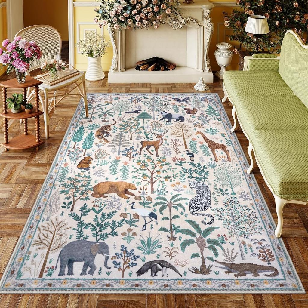 Living Room Carpet Large Size Bedroom Bedside Floor Mat Tropical Rainforest Jungle Animal Home Decoration Rug Alfombra De Salón