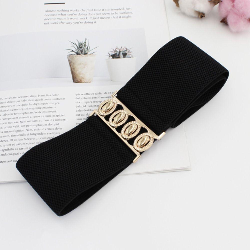 Metal Buckle Stretch Waistband Solid Color Waist Belts Exquisite Decoration Belt