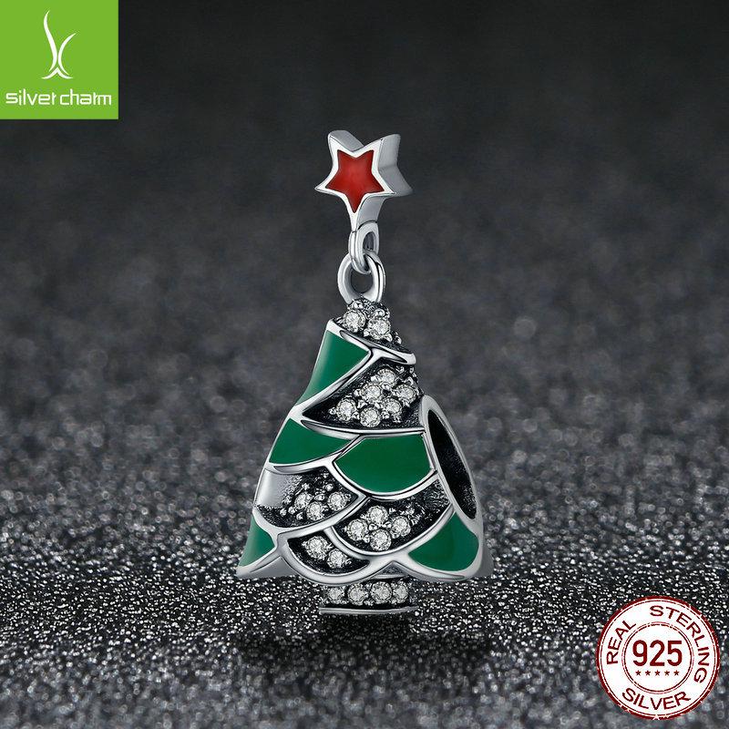 Браслет из стерлингового серебра 925 пробы Yinziyun с бусинами в виде рождественской елки для женщин