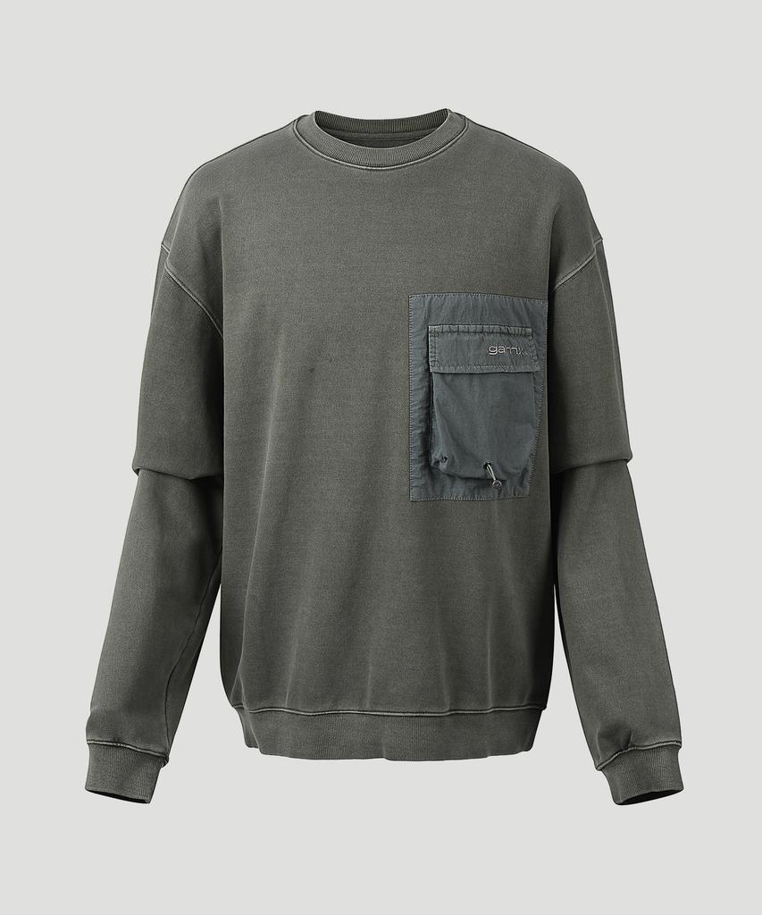 GARRIX Solid Pocket Pigment Sweatshirts (Khaki)