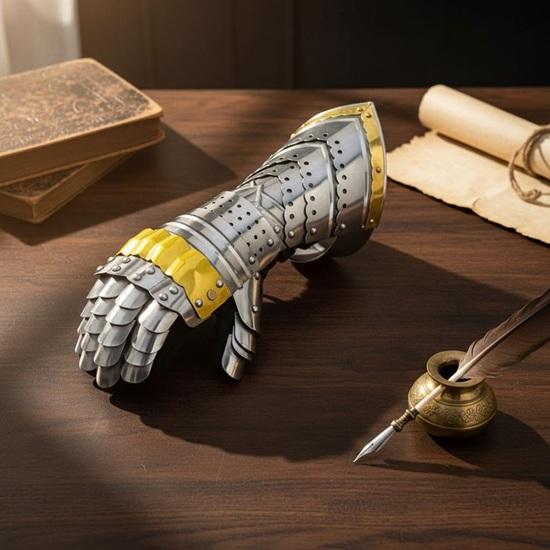 Средневековый Воин Стальные Готические Рыцарские Стиль Воина Функциональные Перчатки Наручи Латунный Акцент Рождественский Подарок Отцу