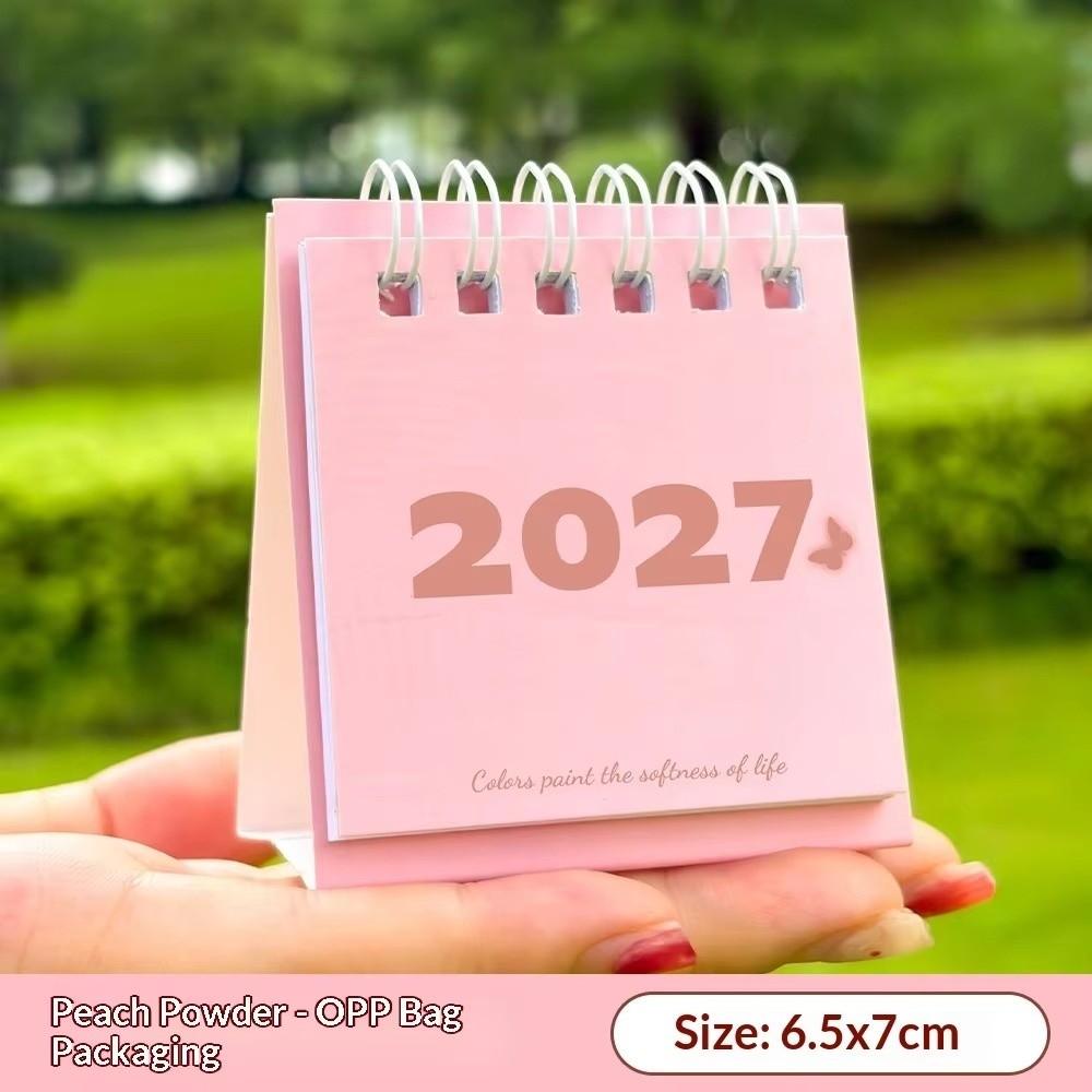 Freestanding Base Mini Desktop Calendar Twin-Wire Binding Table Calendar Home Office