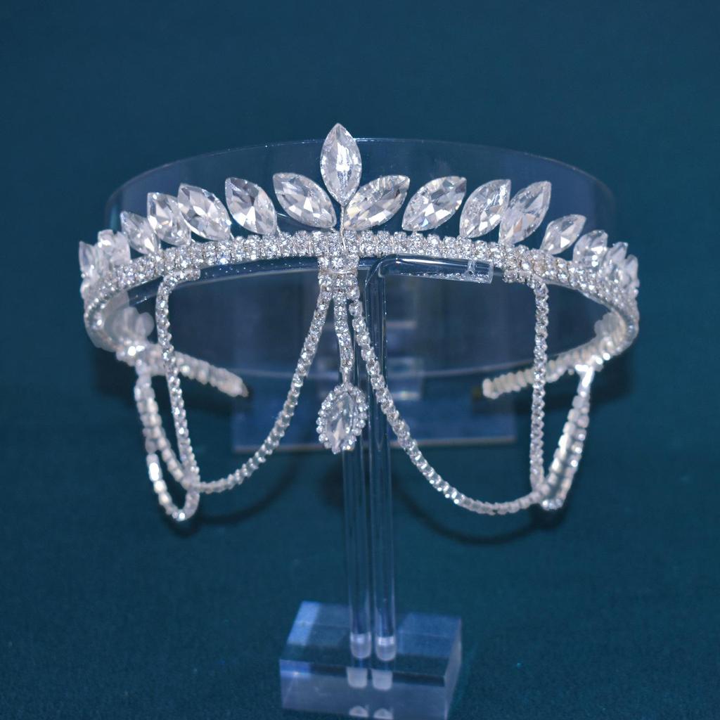 Ручная работа Тиара с кристаллами и кисточкой для свадебных причесок (DZ051)