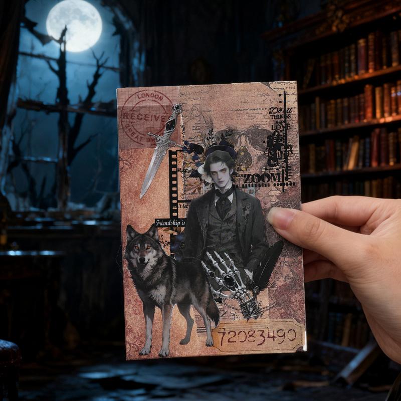 15pcs Retro Dark Gothic Stickers, Classic Gothic Patterns Such as Lace & Ancient Symbols for Notebook Decor, Handmade Craft