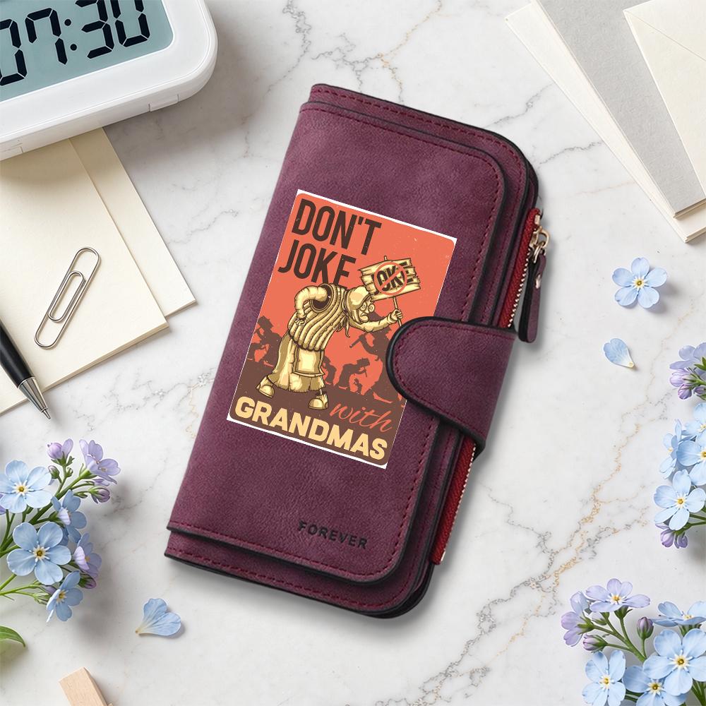 Funny Grandma Print Women Wallet Cute Leather Purse Card Holder Gift for Granny