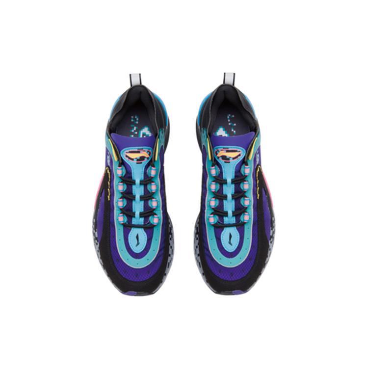 Li Ning V8 Скользкие, износостойкие, легкие низкие беговые кроссовки мужские Черно-сине-красные ARHP093-9