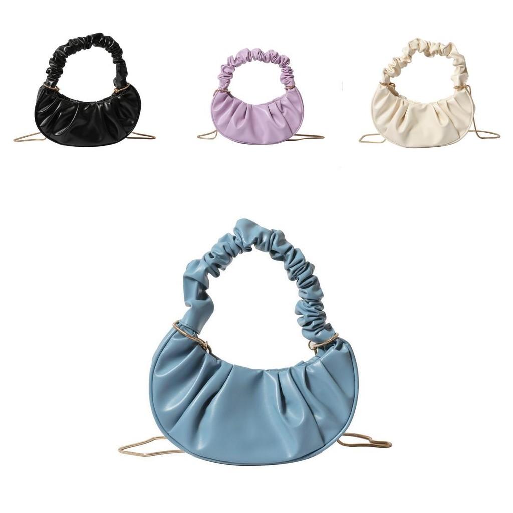 Trendy Gender-neutral Fashion Cloud Bag With Elegant Pleated Texture For Everyday Use