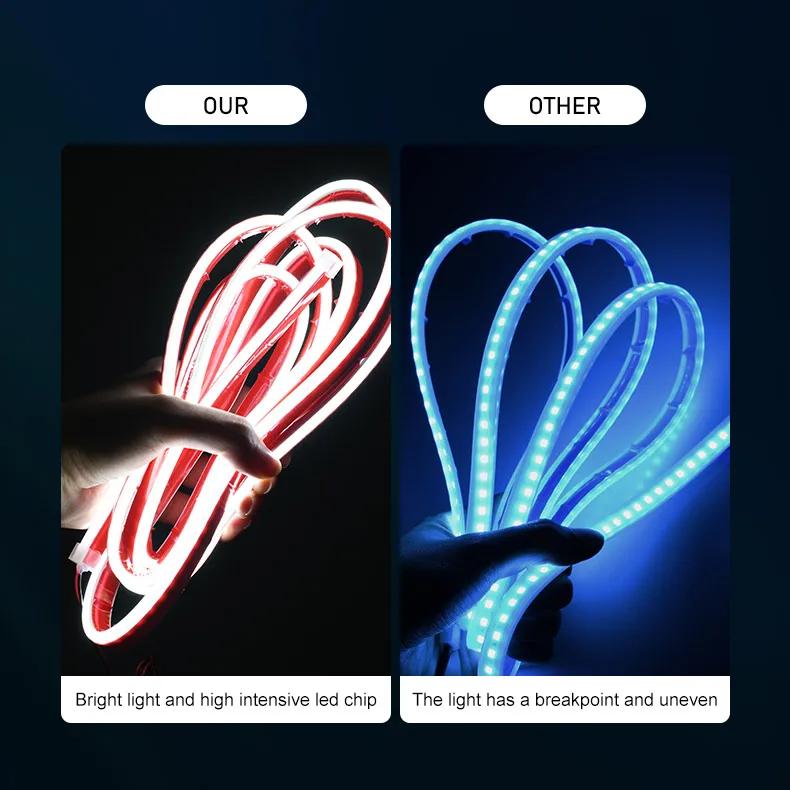 Car Hood White Dynamic LED Strip Exterior Silicone LED Light Flexible Exterior Light Strip with Fuse Protection Auto Accessories