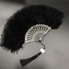 Retro Artificial Feather Fan Handheld Folding Fan Faux Feather Plush Fan  Dance Performance