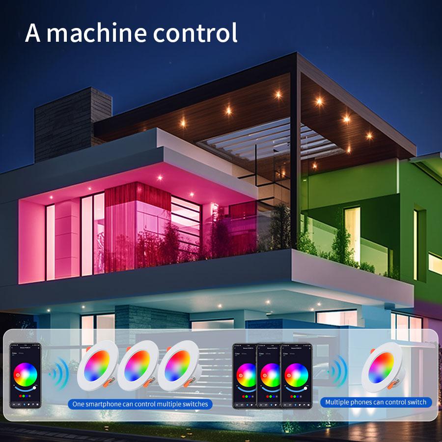 AC 85-265V 220V 10W Умный Bluetooth Даунлайт Диммируемый RGBCW Потолочный Светодиодный Даунлайт Управление через Приложение Smart Life Декор Гостиной