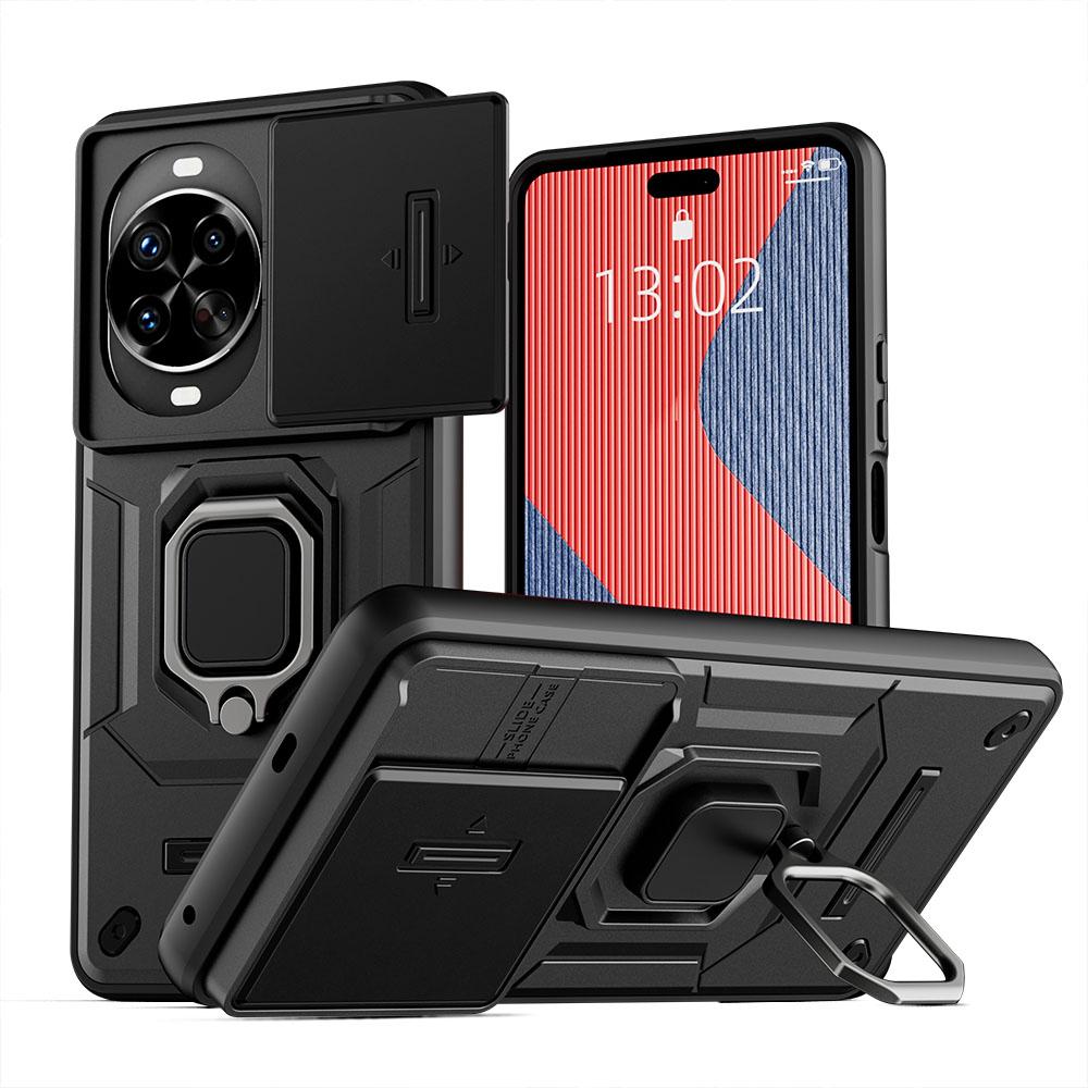 KEYSION Противоударный чехол для Huawei nova 14 14 Pro с выдвижной защитой камеры, металлической кольцевой подставкой, задняя крышка для телефона Huawei nova14Pro