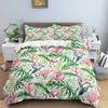 Постельное белье для девочек и мальчиков с тропическими ботаническими листьями и фламинго, пододеяльник с пальмовыми листьями размера кинг, пододеяльник с туканами и фламинго для детей