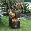 Squirrels Solar Power Resin Patio Fountain Garden Design With Led Light Garden Decoration Outdoor Landscape