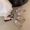 Light Luxury Rhinestone Single Shoes Women's New Flat-bottomed Commuting Pregnant Women Doudou Shoes with Skirts Evening Shoes