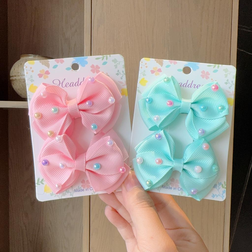 2Pcs/lot Baby Solid Hair Bows Hair Clips Ribbon Bow Hairpin for Girl Cheer Bowknot Barrettes Children Headwear Hair Accessories