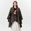Ladies Autumn and Winter Scarf Shawl Warm Plus Plaid Five-pointed Star Jacquard Cardigan Cape Hwls
