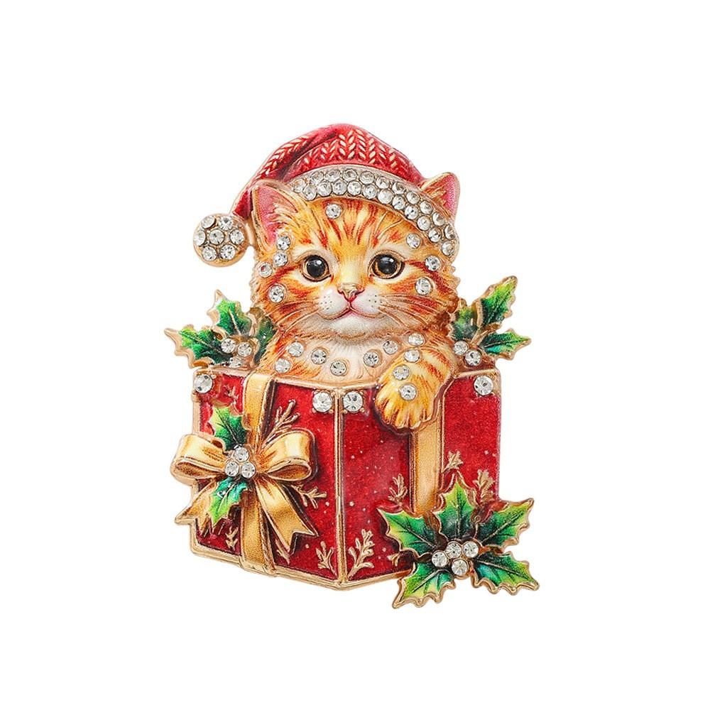 Christmas Series Brooch Snowman Christmas Tree Cat Garland Brooch Holiday Clothing Coat Accessories Women