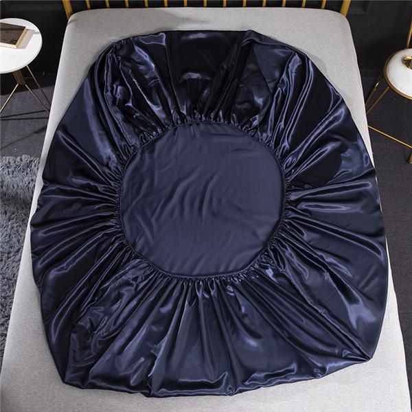(No Pillowcases )Luxury Emulation Silk Fitted Sheet Bed Mattress Protector Cover Elastic Sheets Bed Mattress Cover Linen