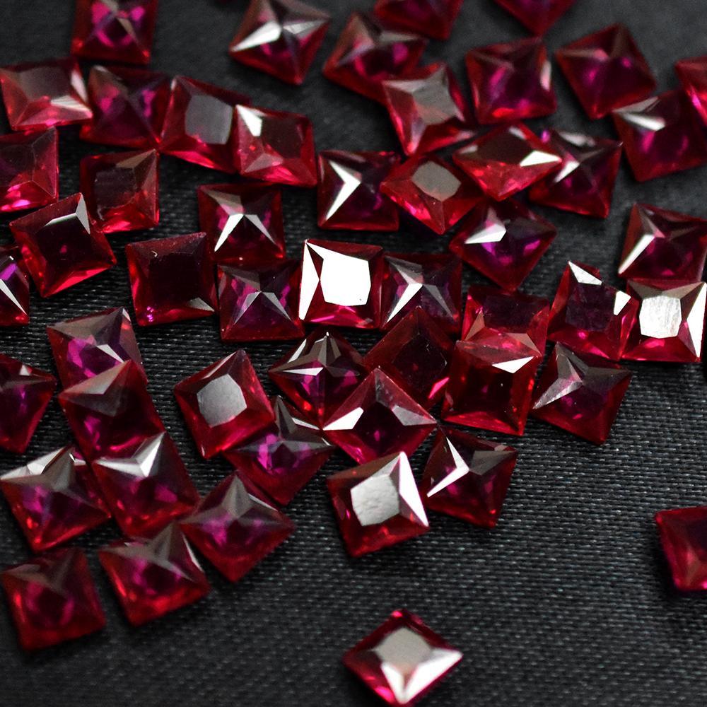 Natural Red Ruby Loose Gemstone 6 pcs Square Cut 5x5 mm Lot for Jewelry Making and Gem Collections