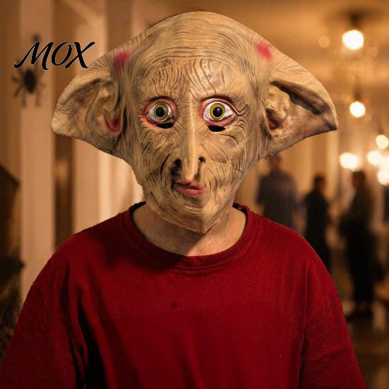 Elf Face Mask Halloween Full Head Mask, Movie Character Cosplay Latex Realistic Masquerade for Costume Party Role Play Props Headgear