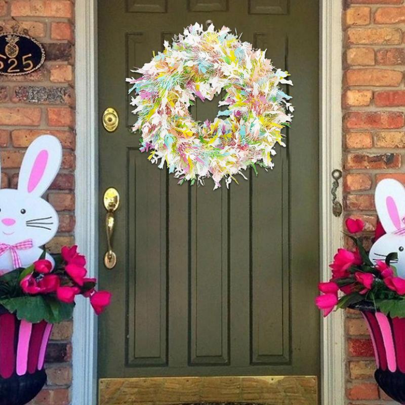 1 шт. Красочный пасхальный венок декор Весенние венки для входной двери Пастельный пасхальный искусственный венок Мини-весенний венок Венок на окно