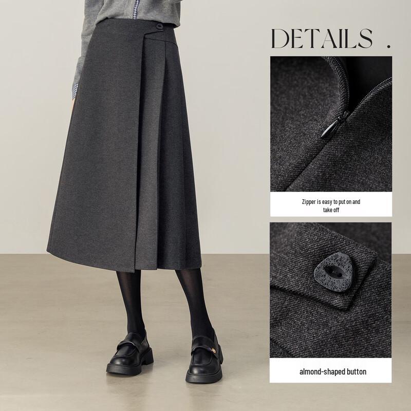 Shangdubila Women's Winter High-Waist Pleated A-Line Skirt