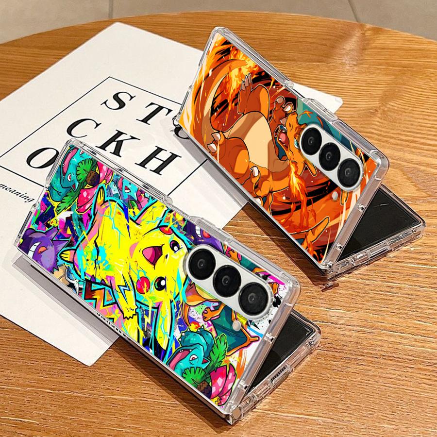 Hot Comic Pokemon Art Transparent Soft Phone Cover Case for Samsung Galaxy ZFold6 ZFold4 Z Fold 7 6 5 4 3 ZFold5 ZFold3 ZFold7