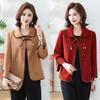 Women Autumn Elegant Button Pockets Solid Color Plus Size Jackets