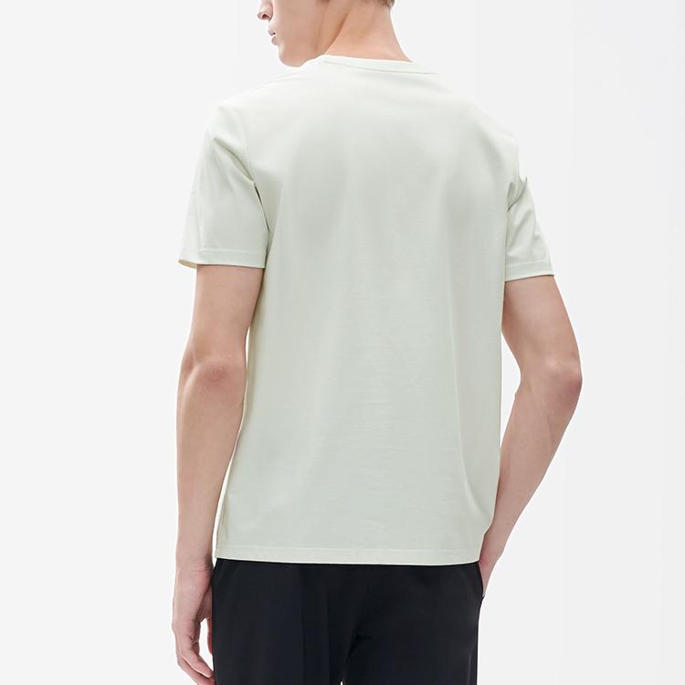 Fila Логотип Однотонный Приятный к коже Круглый вырез Повседневная Спортивная Вязаная Футболка с коротким рукавом Мужские футболки Молочно-белый F11M212105FIV