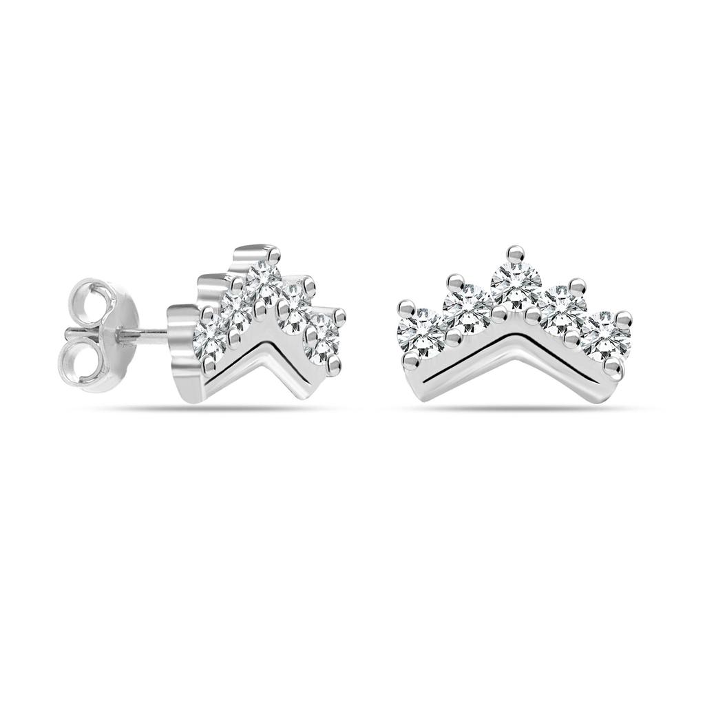 Маленькие серьги-гвоздики с короной из стерлингового серебра 925 пробы с несколькими циркониями