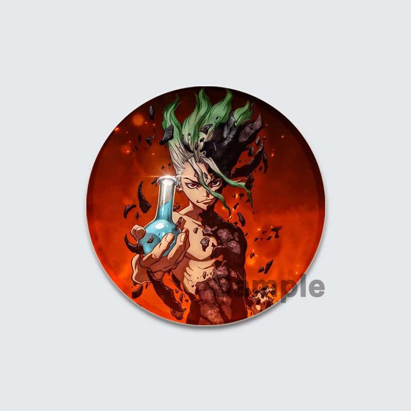 32/44/58 мм ТВ аниме DR STONE Броши на рюкзаке Мультяшный значок для коплея Ishigami Senkuu/Amber/Kohaku Милые эмалевые булавки Ювелирные аксессуары