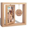 Pet Memorial Wooden Photo Frame Rotatable Double-sided No Longer by My Side But Forever In My Heart 4x6-Inch Desktop Dog Cat Picture Display Frame