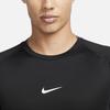 Nike Мужская черная облегающая длинная футболка с круглым вырезом и принтом логотипа FB7920-010