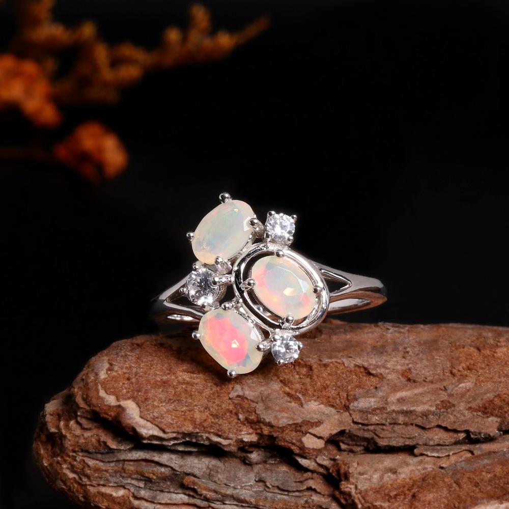 Элегантные ювелирные изделия из серебра 925 пробы с натуральным опалом, камнем, рожденным в октябре, в комплекте с серьгами для женщин и девочек, в подарок на банкет и день рождения