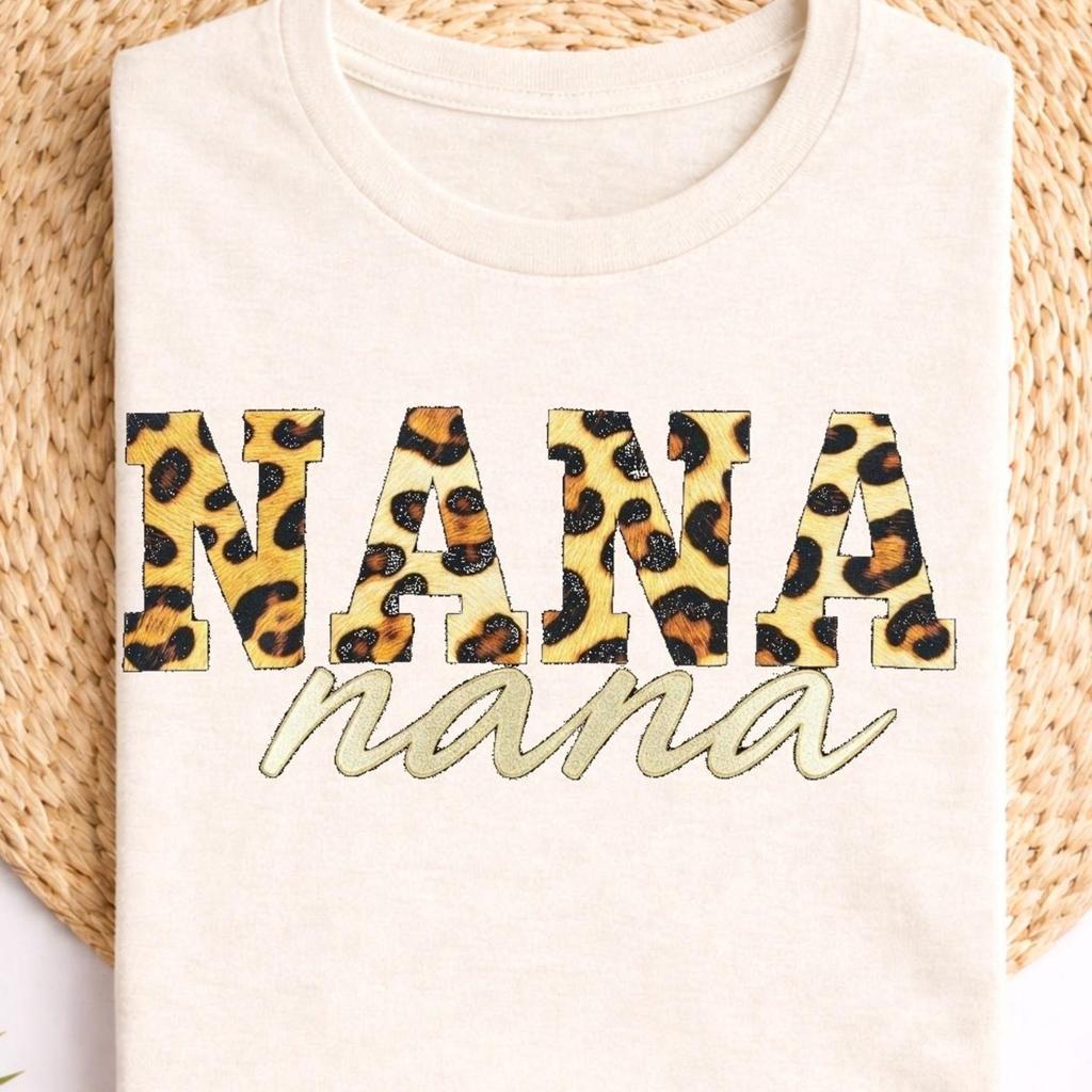 Nana Leopard Print Grandma Shirt, Cute Nana Gift , Grandmother Leopard Pattern Shirt, Nana Mother’s Day Gift Shirt, Stylish Nana Gift Idea
