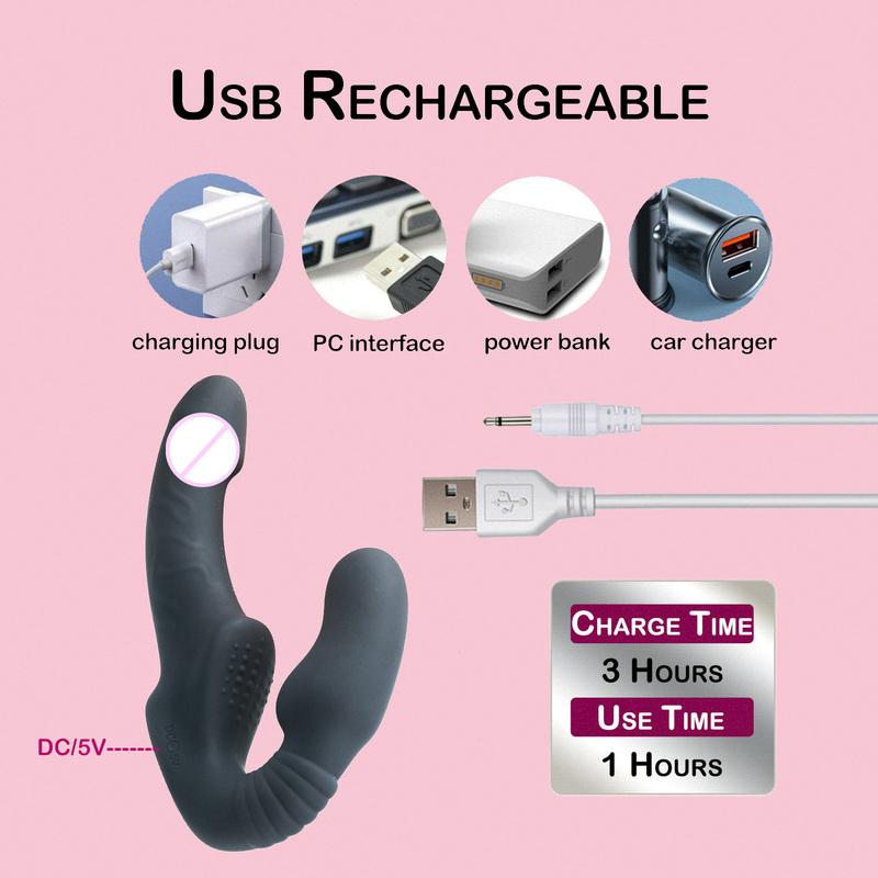 Strapless Strap-on Dildos Vibrator with Remote Control for Women Lesbian Couples, G Spot Sex Toys With Clitoris Stimulator
