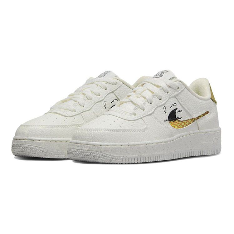 Nike Air Force 1 Low 07 LV8 Next Nature GS Sun Club — Детские кроссовки White Sharks Fin Sail Black Wheat-Grass DQ7690-100