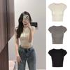 Women Solid Short Sleeve T-shirts Simple Round Collars Fashion Lady Girls Tees
