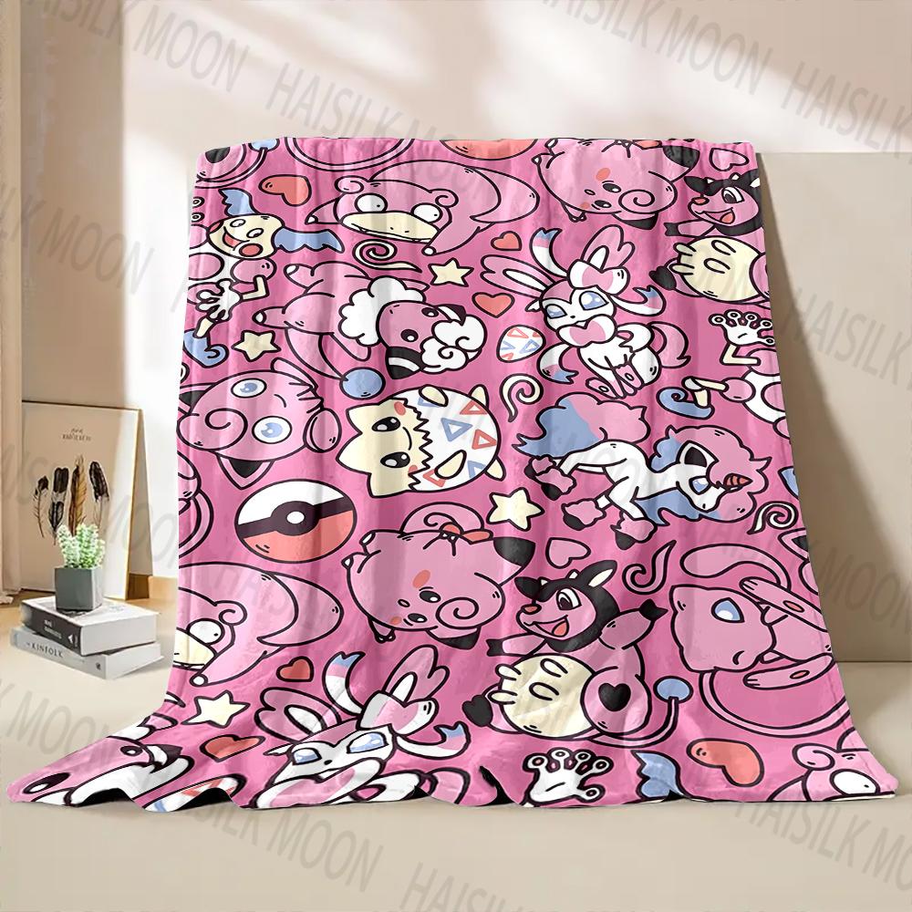 1PC Pokémon Print Blanket Adult Children Warm Blankets for Home Travel Bed Sofa Car Office Soft and Comfortable Blanket for Gift