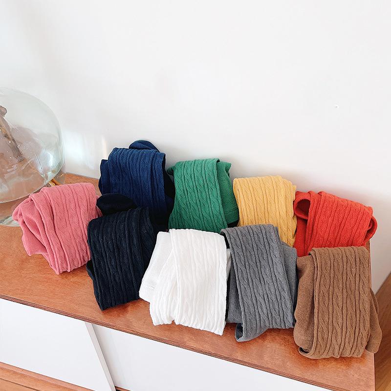 Детские колготки Весна и Осень Новые Однотонные с Узором «Косичка» Леггинсы для Девочек