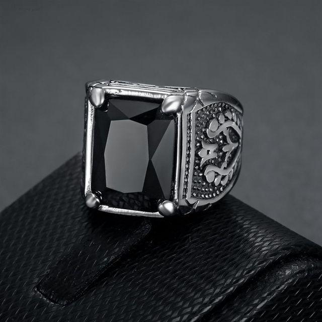 Модное мужское кольцо из нержавеющей стали в стиле ретро с геометрическим рисунком, мужские ювелирные изделия с кристаллами, подарок высокого качества для парня
