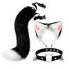 Cosplay Fox & Wolf Ears Headband with Tail & Cat Bell Collar Combo