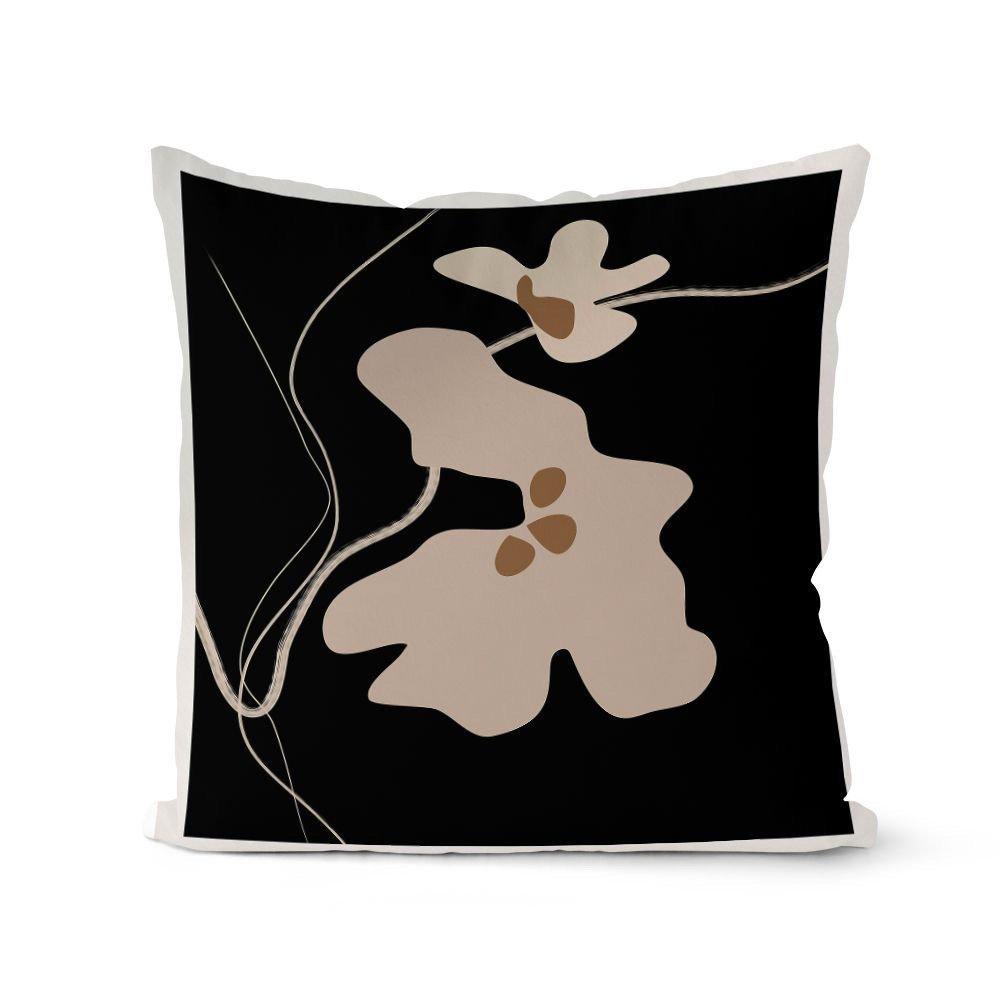 American Retro Maillard Style Pillowcase Living Room Sofa Bedroom Backrest Cushion Abstract Short Velvet Pillowcase