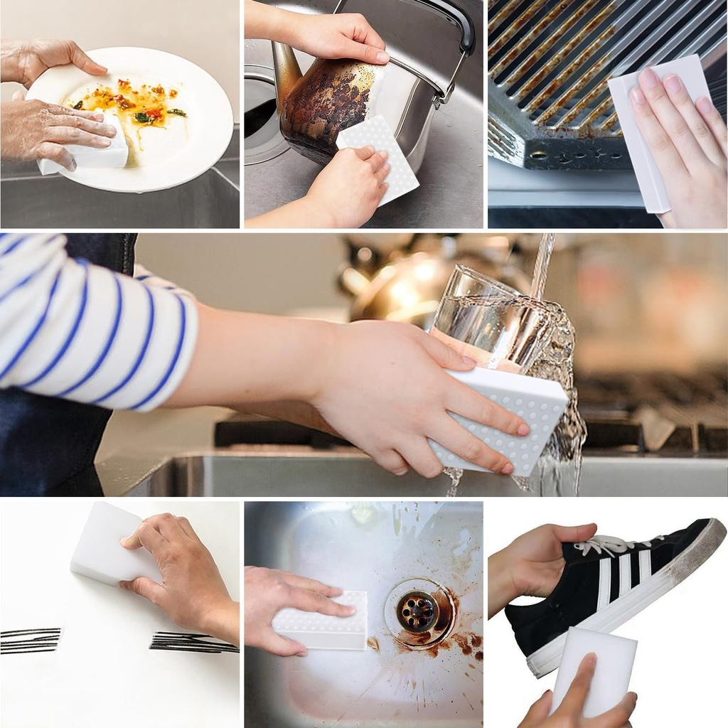 Magic Sponge Eraser,POWOBEST 50 Pack 2X Density Extra Thick Melamine Sponge,Large Boat Scuff Eraser Cleaning Pads,Melamine Foam, No Scratches