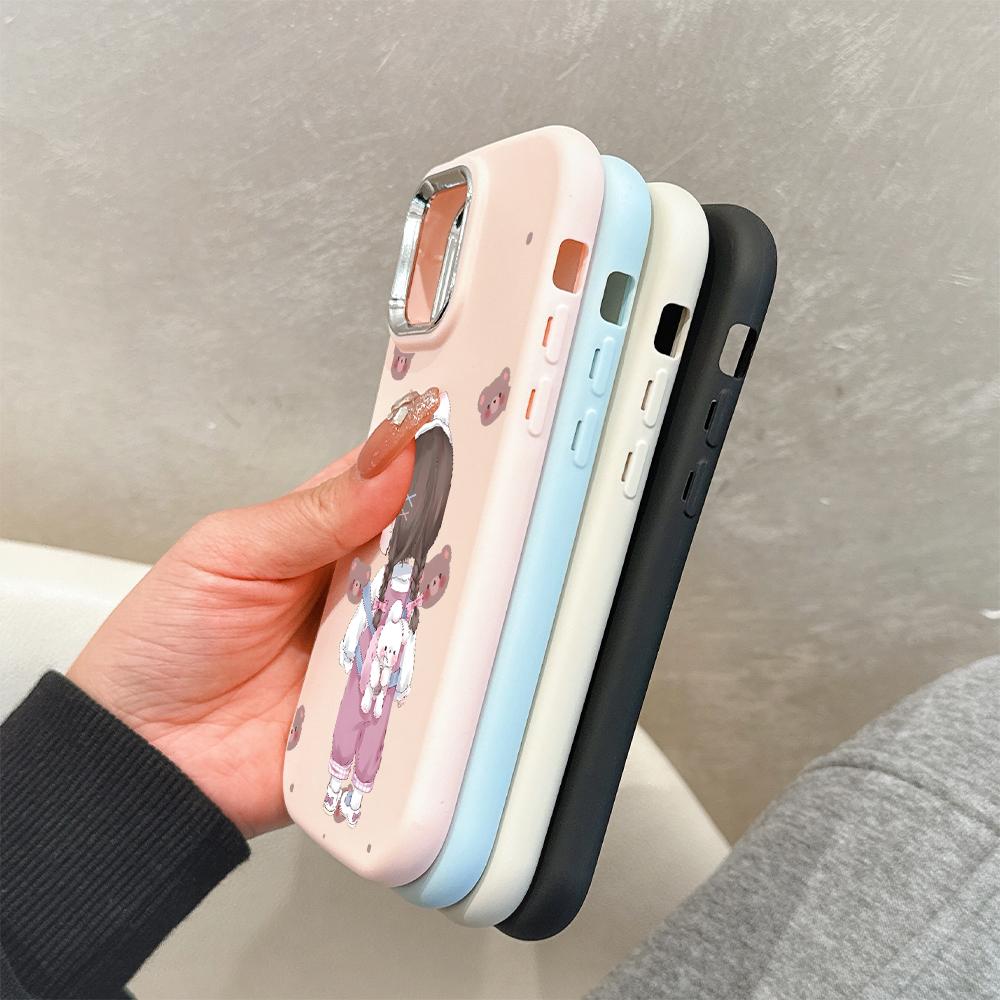For OPPO A16 A38 A57 A58 A74 A78 A98 Reno8T Reno13F Realme C25S C53 C65 Cartoon Black Cat Silver Edge Soft Liquid Silicone Protective Casing