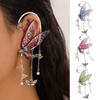 1 Pc Women Ear Cuff Butterfly Shape Tassel Sequin Flower Moon Decor Ear Hanging Forest Fairy Style Anti-slip Electroplated Cosplay Party Ear Clip
