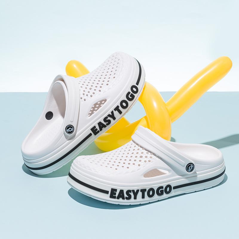 Новые летние классические сабо, мужские пляжные сандалии, повседневная обувь, легкие тапочки из ЭВА, обувь с надписью, уличные тапочки